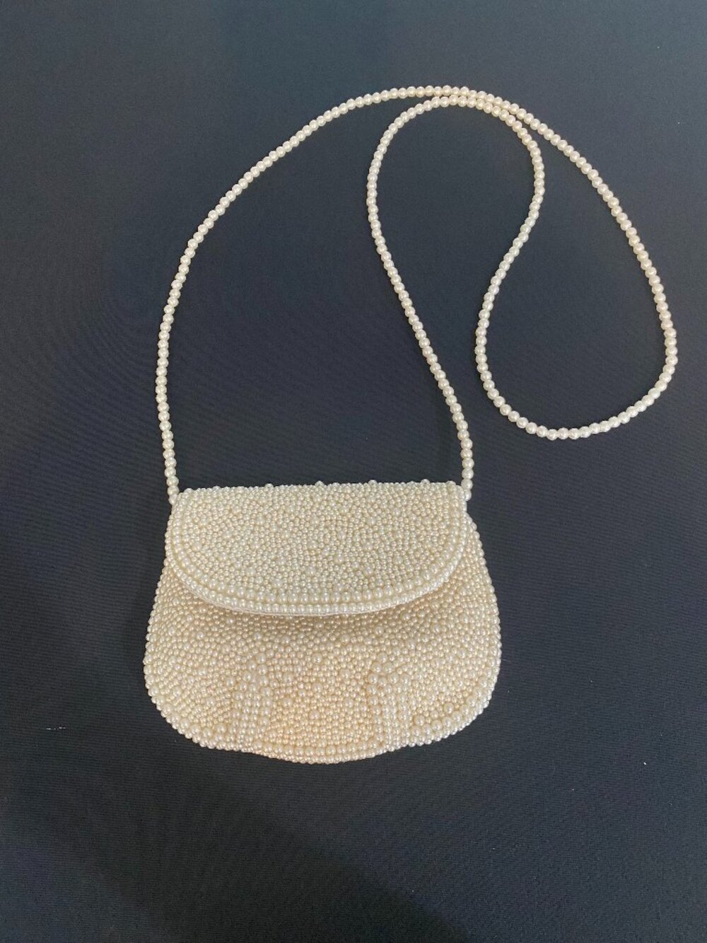 Vintage Designer Inge Christopher Faux Pearl Beaded Evening Bag Exc Cond